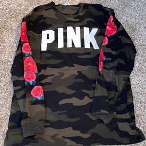 PINK Victoria Secret Camo Long Sleeve With Roses